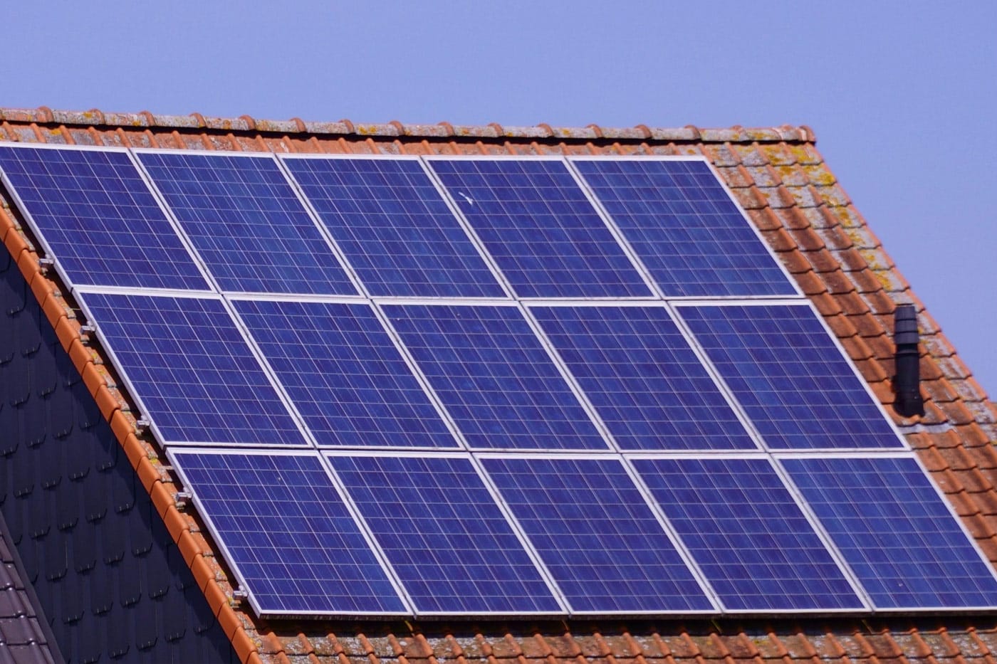 Solar panels mounted on the roof of a building
